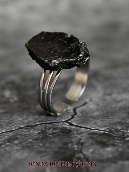 Hexenshop Dark Phönix Ring Per aspera ad astra schwarz spiegelnd